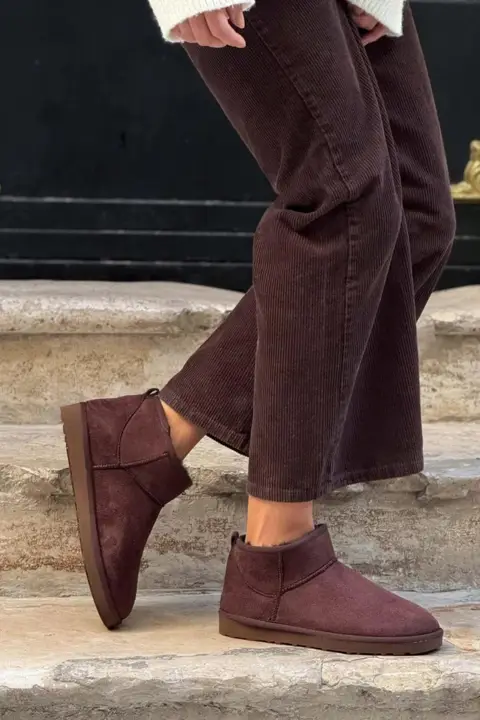KADIN İÇİ KÜRKLÜ KAHVE SÜET MİNİ RAHAT GÜNLÜK KIŞLIK BOT